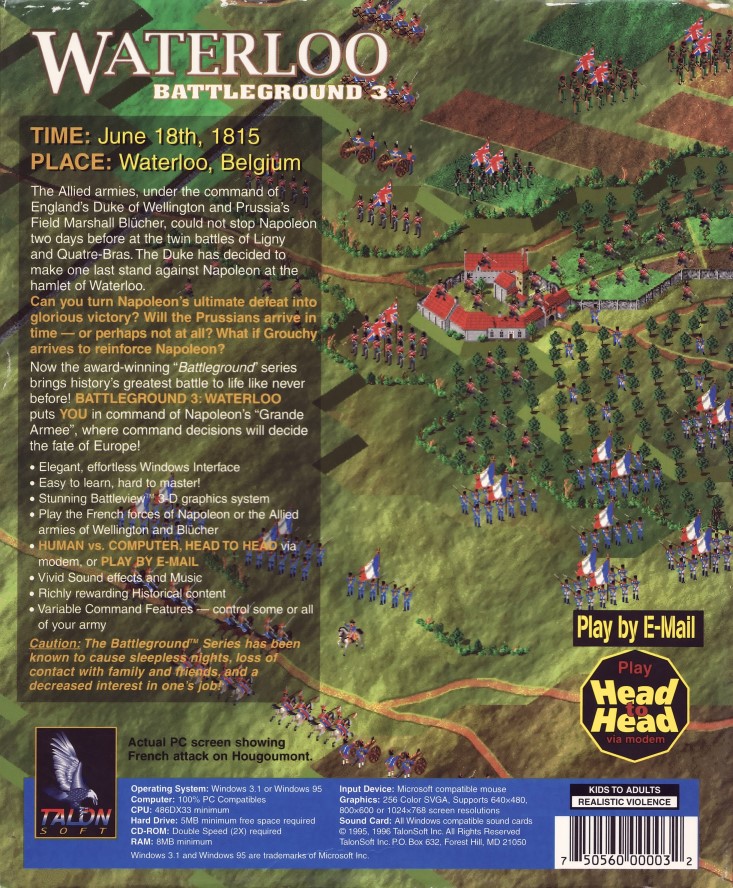 Battleground 3: Waterloo — box-2D-back (US)