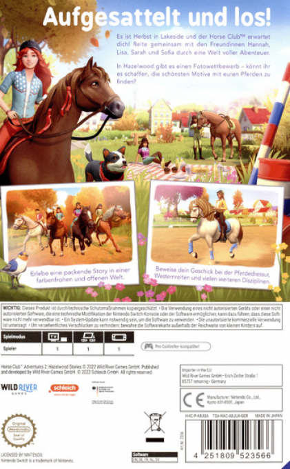 Horse Club Adventure 2 - Hazelwood Stories — box-2D-back (DE)