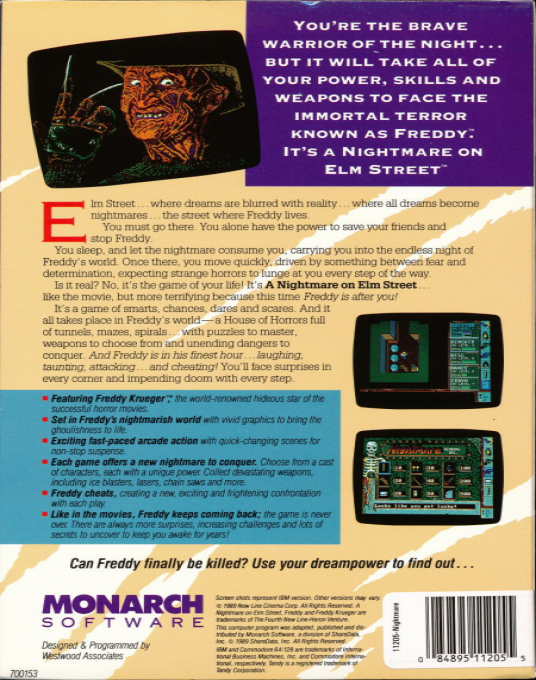 Nightmare On Elm Street, A — box-2D-back (US)
