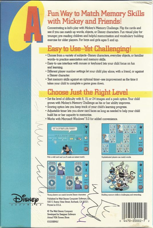 Mickey's Memory Challenge — box-2D-back (US)