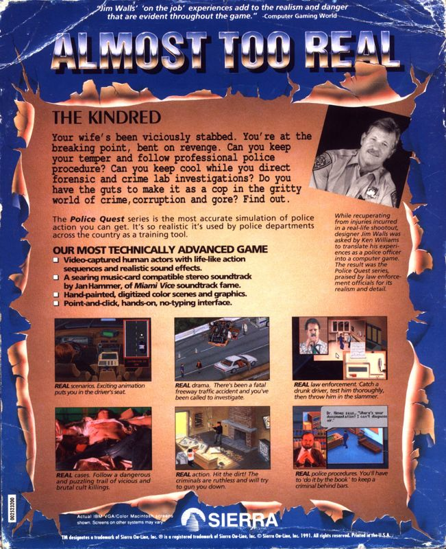 Police Quest 3 - The Kindred — box-2D-back (US)