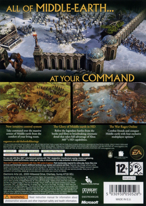 Lord of the Rings, The - The Battle for Middle-Earth II — box-2D-back (UK)