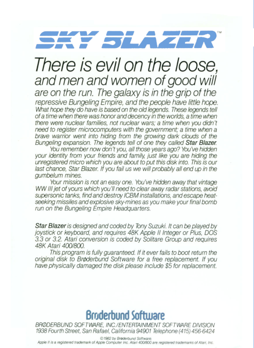 Sky Blazer — box-2D-back (US)