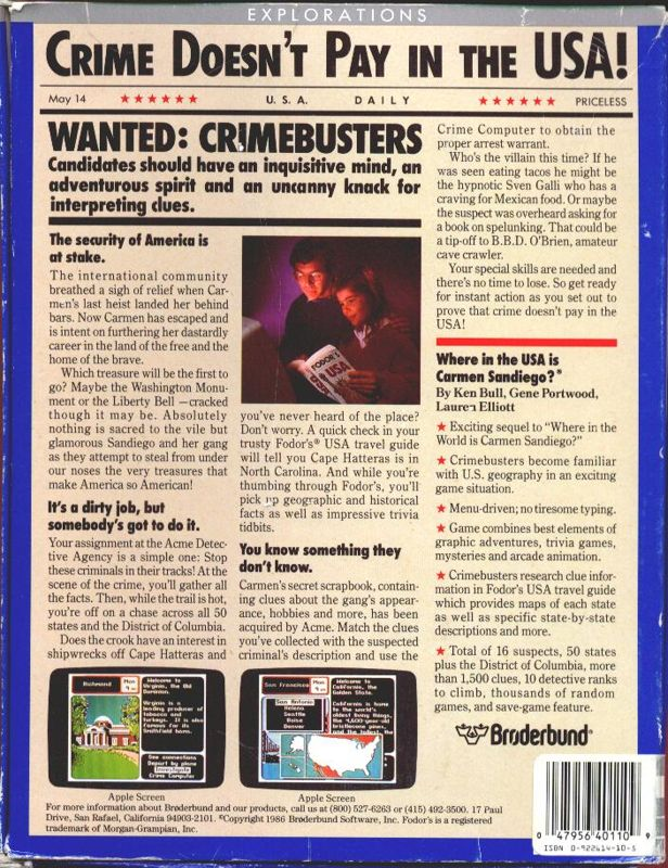 Where in the U.S.A. Is Carmen Sandiego? — box-2D-back (US)