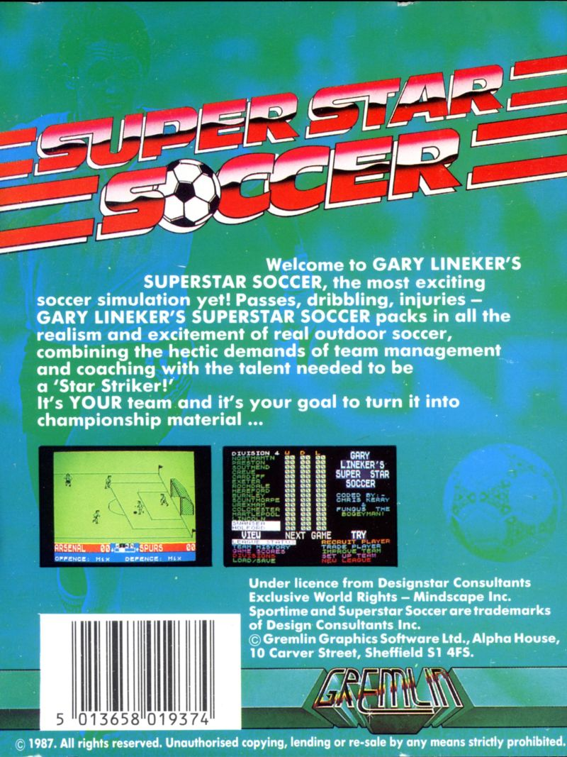 Gary Lineker's SuperStar Soccer — box-2D-back (EU)