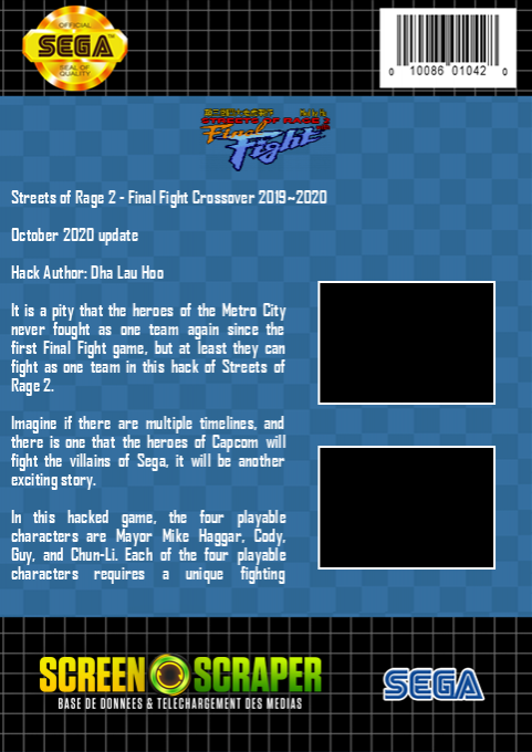 SOR2 : Final Fight Crossover 2019-2020 — box-2D-back (SS)