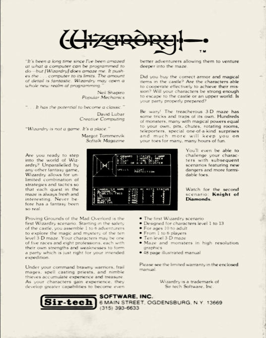 Wizardry - Proving Grounds Of The Mad Overlord — box-2D-back (US)