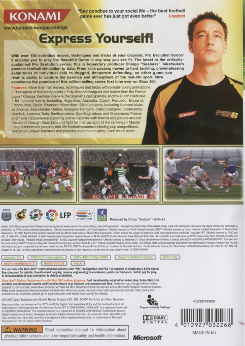 World Soccer Winning Eleven X — box-2D-back (EU)