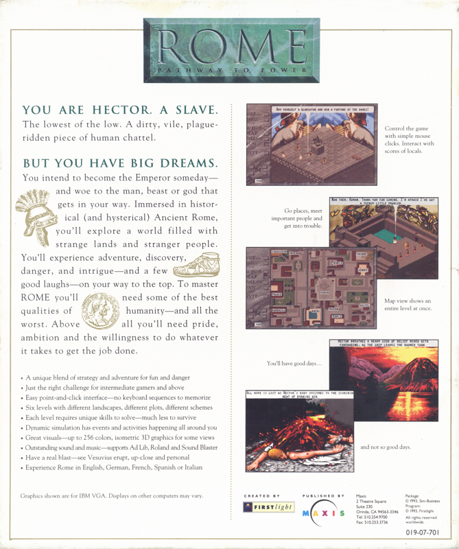 Rome AD 92 — box-2D-back (US)