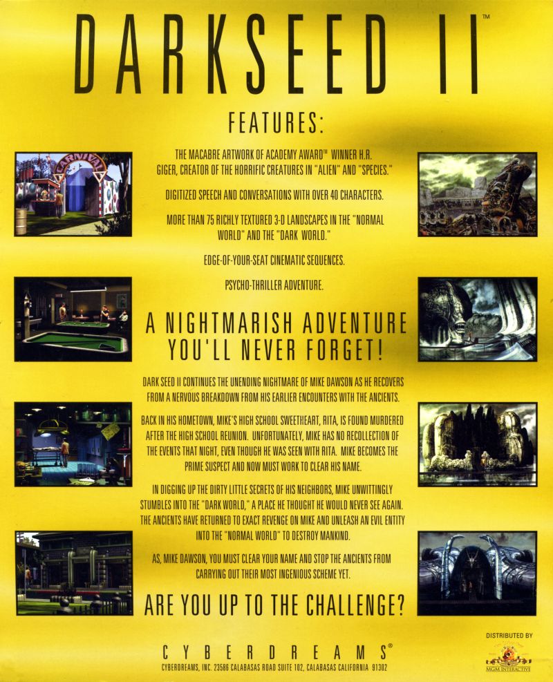 Dark Seed II — box-2D-back (US)