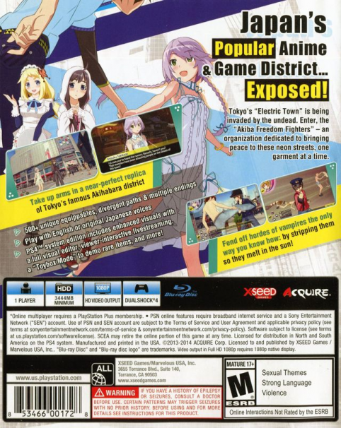 Akiba's Trip - Undead and Undressed — box-2D-back (US)