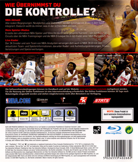NBA 2K10 — box-2D-back (DE)