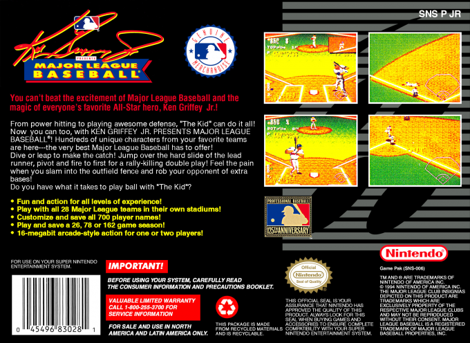 Ken Griffey Jr Presents Major League Baseball — box-2D-back (US)