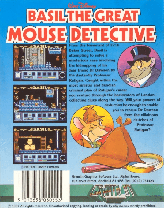 Basil The Great Mouse Detective — box-2D-back (EU)