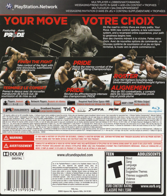 UFC Undisputed 3 — box-2D-back (CA)