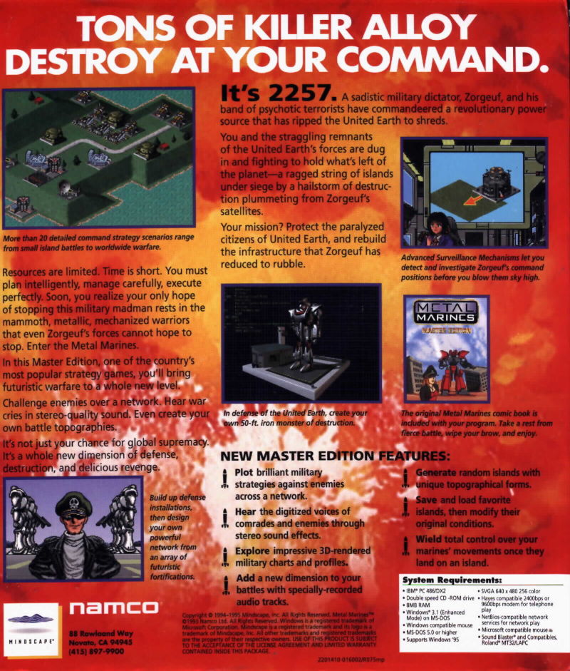 Metal Marines Master Edition — box-2D-back (US)