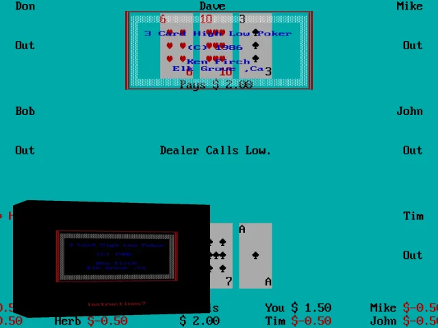 3 Card High Low Poker — mixrbv2 (WOR)