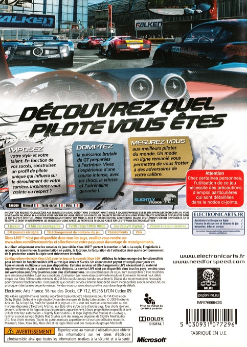 Need for Speed - Shift — box-2D-back (FR)