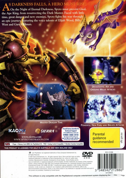 Legend of Spyro, The - The Eternal Night — box-2D-back (AU)