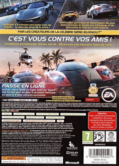 Need for Speed - Hot Pursuit — box-2D-back (EU)