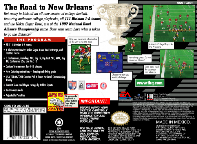 College Football Usa 97 — box-2D-back (US)