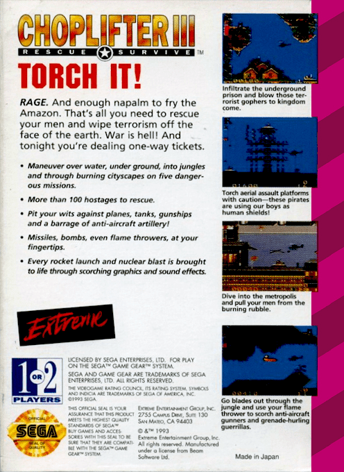 Choplifter 3 — box-2D-back (US)