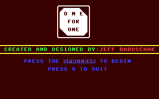 One For One — sstitle (WOR)