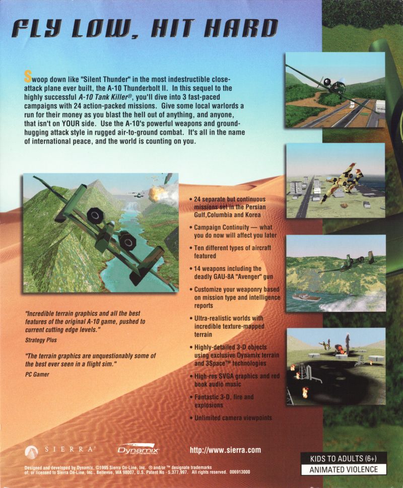 Silent Thunder: A-10 Tank Killer II — box-2D-back (US)