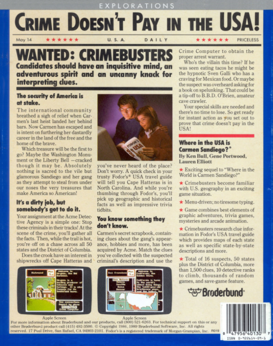 Where in the U.S.A. Is Carmen Sandiego? — box-2D-back (US)