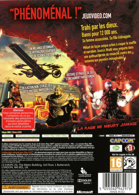 Asura's Wrath — box-2D-back (FR)