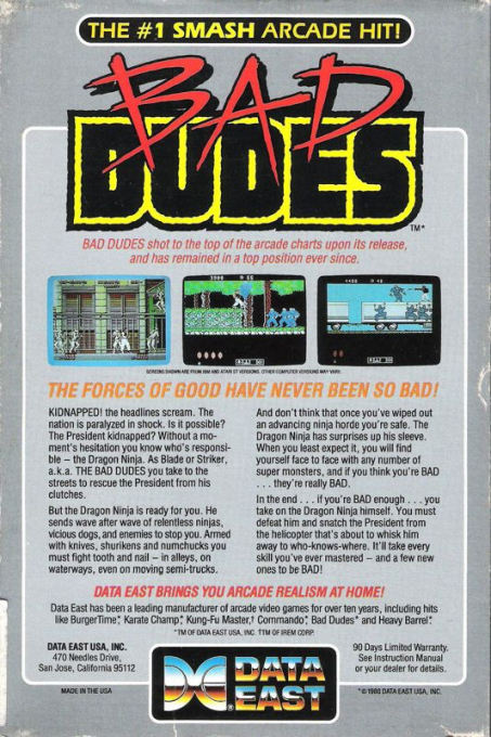 Bad Dudes — box-2D-back (US)
