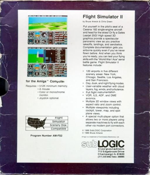Flight Simulator II — box-2D-back (WOR)