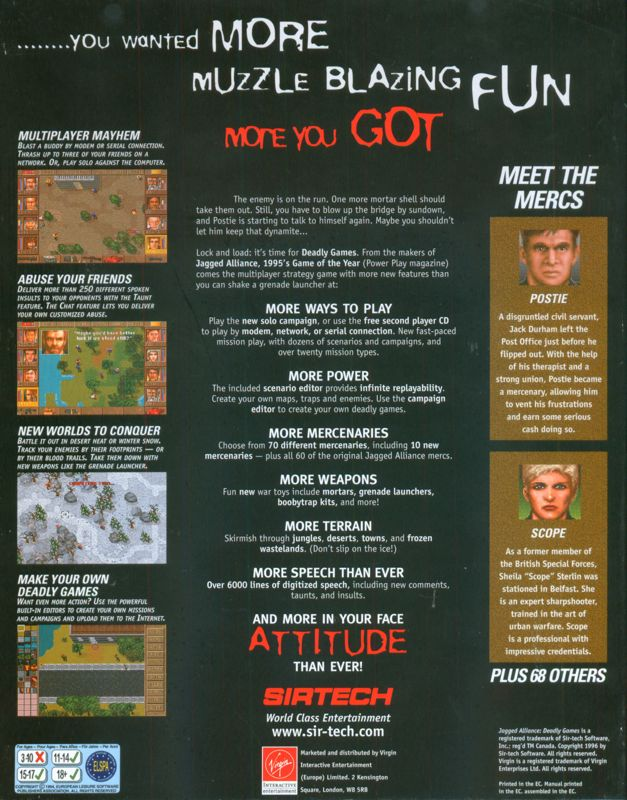 Jagged Alliance - Deadly Games — box-2D-back (EU)