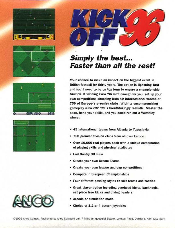 Kick Off 96 — box-2D-back (EU)