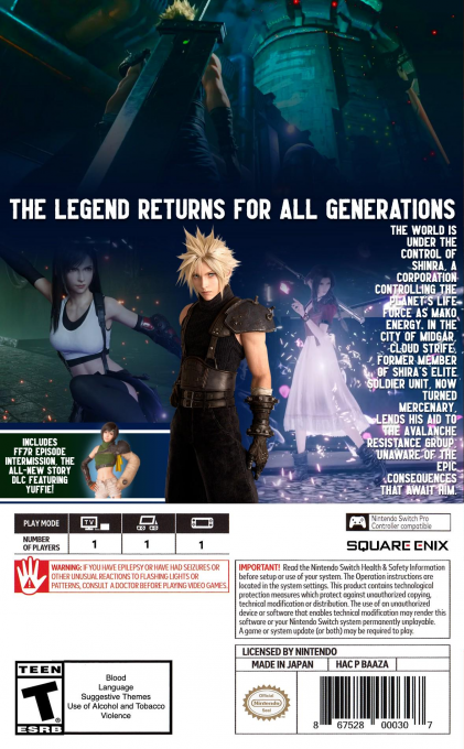 Final Fantasy VII Remake Intergrade — box-2D-back (US)