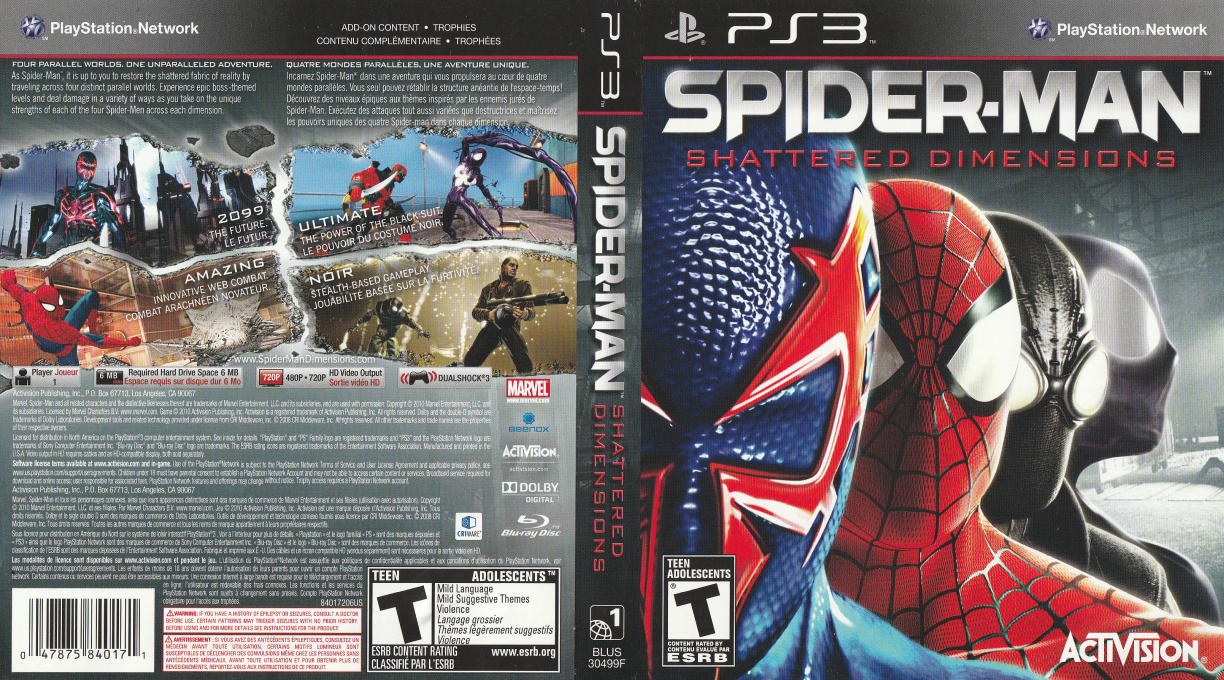 Spider-Man - Shattered Dimensions — box-texture (CA)