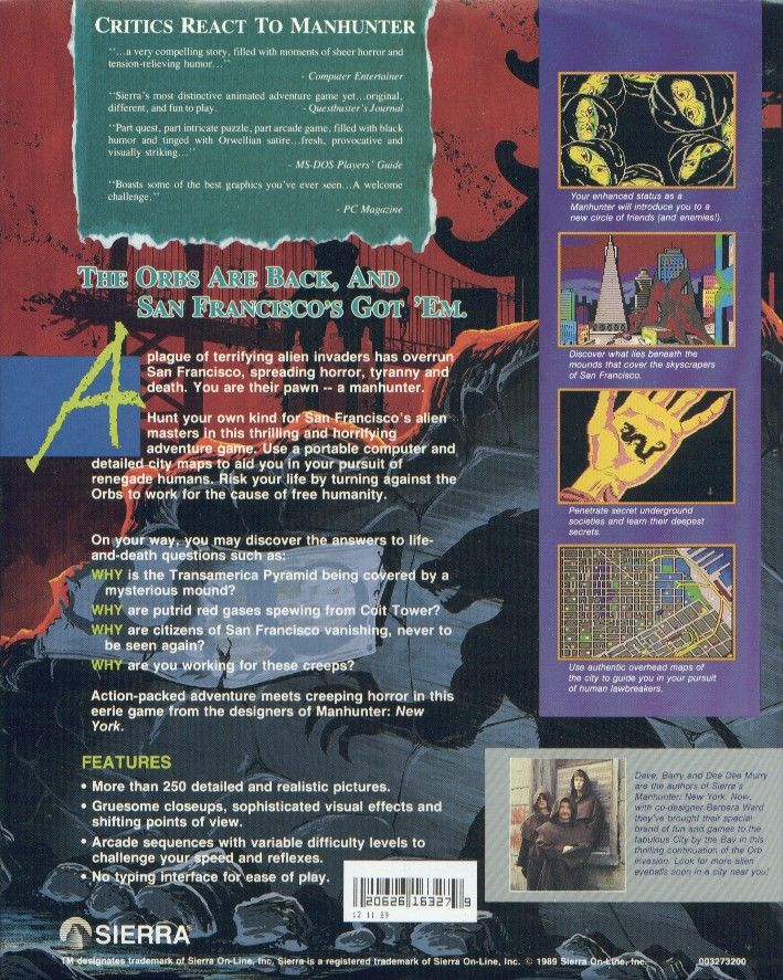Manhunter 2 - San Francisco — box-2D-back (US)