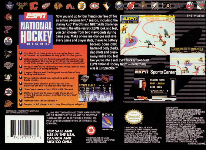 ESPN National Hockey Night — box-2D-back (US)