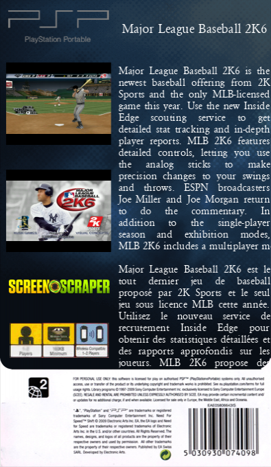 Major League Baseball 2K6 — box-2D-back (SS)