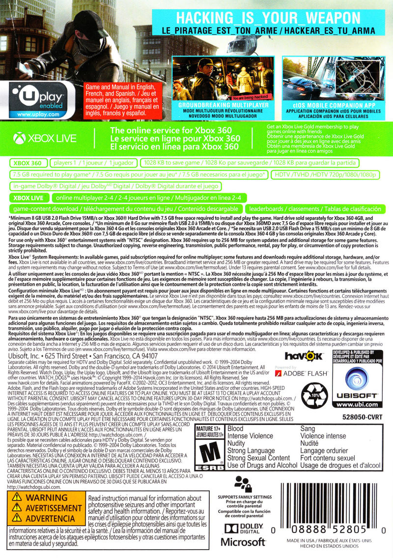 Watch Dogs — box-2D-back (CA)
