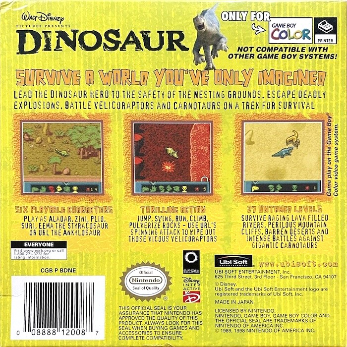 Dinosaur — box-2D-back (US)