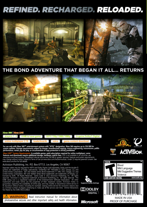 GoldenEye 007 - Reloaded — box-2D-back (US)