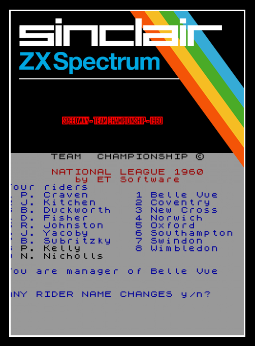Speedway - Team Championship - 1960 box art