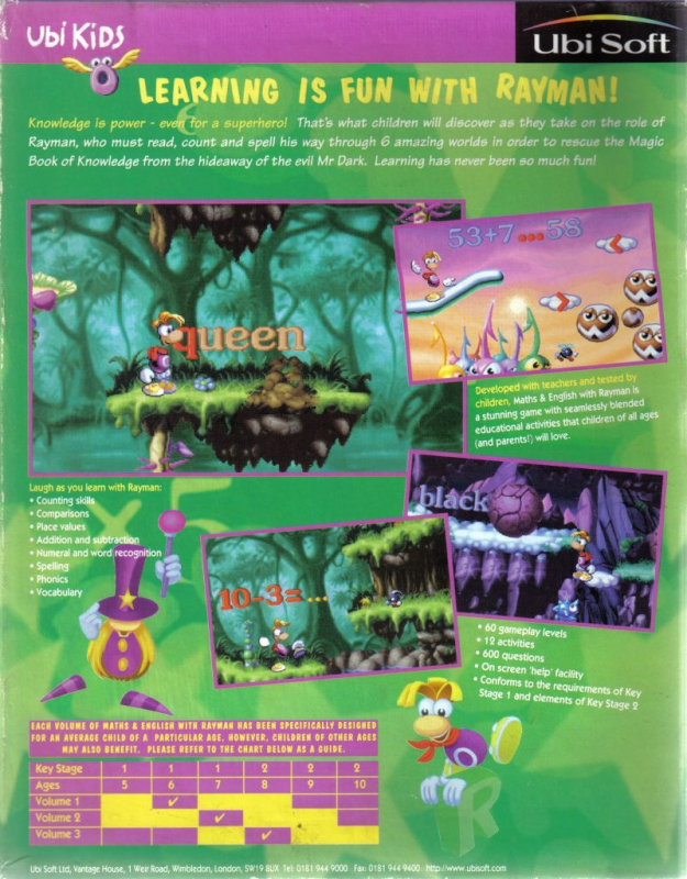 Maths And English With Rayman Volume 2 — box-2D-back (EU)