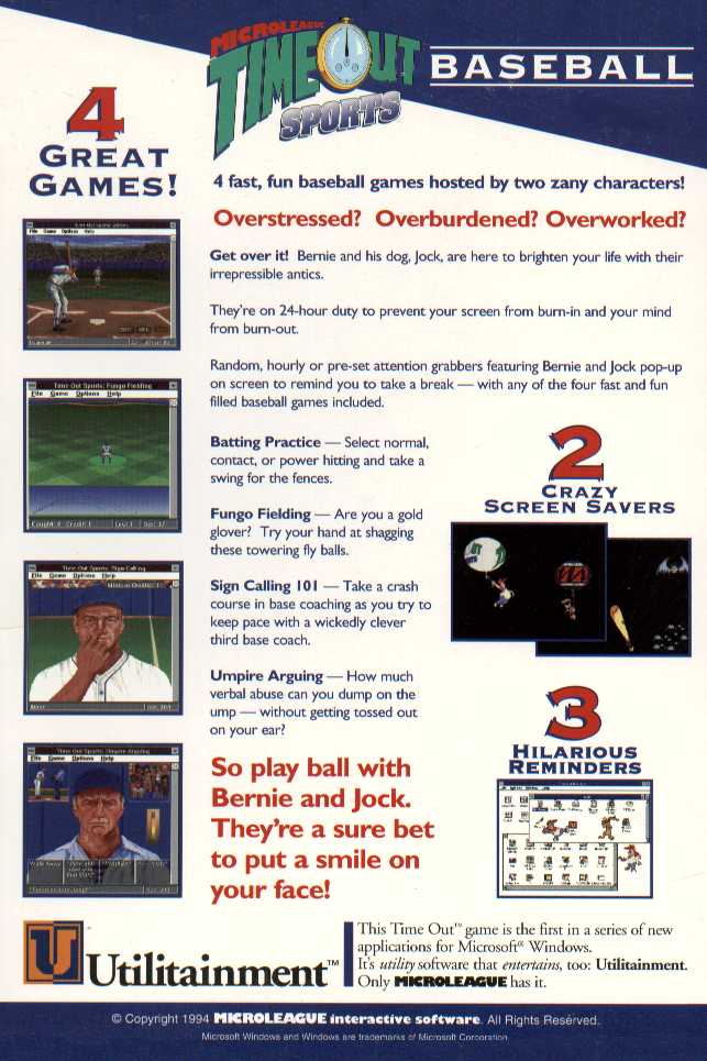 Time Out Sports: Baseball — box-2D-back (US)