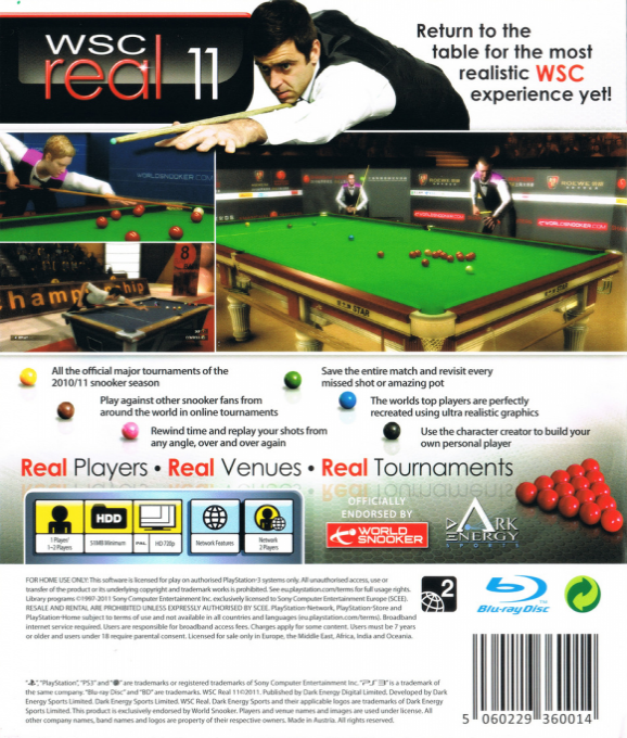 WSC Real 11 - World Snooker Championship — box-2D-back (EU)