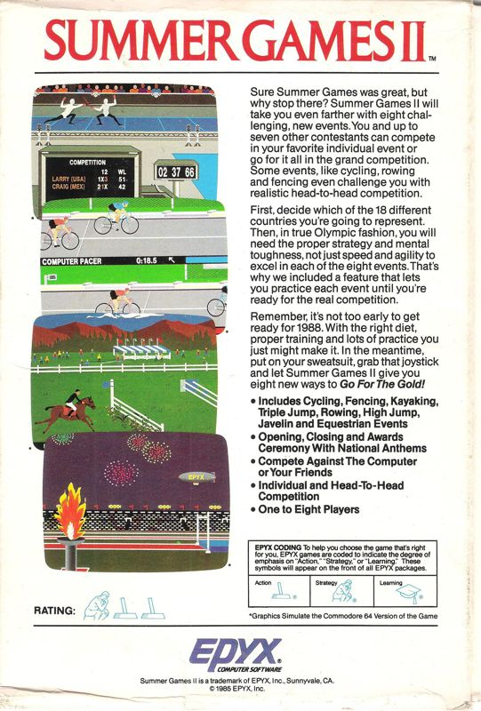 Summer Games 2 — box-2D-back (US)