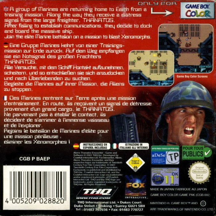 Aliens : Thanatos Encounter — box-2D-back (EU)