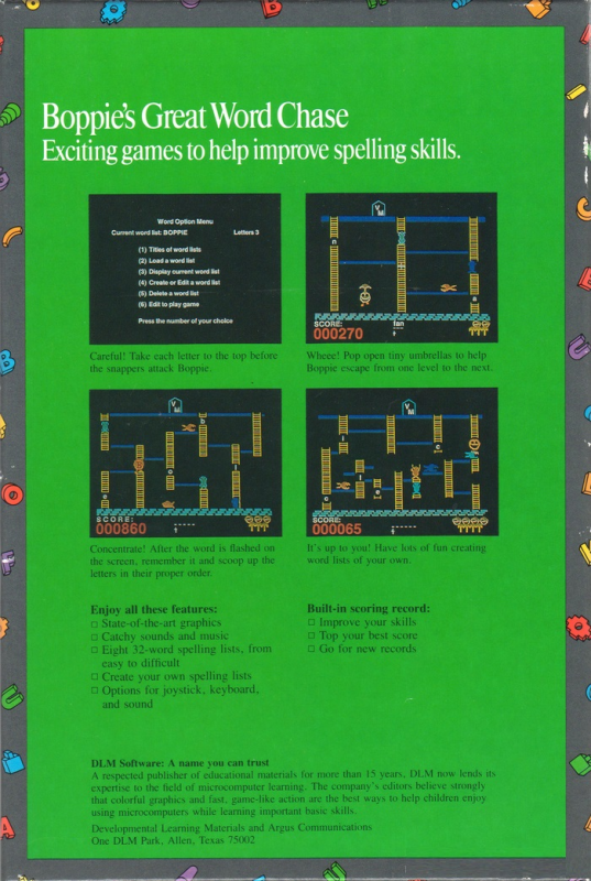 Boppie's Great Word Chase — box-2D-back (US)