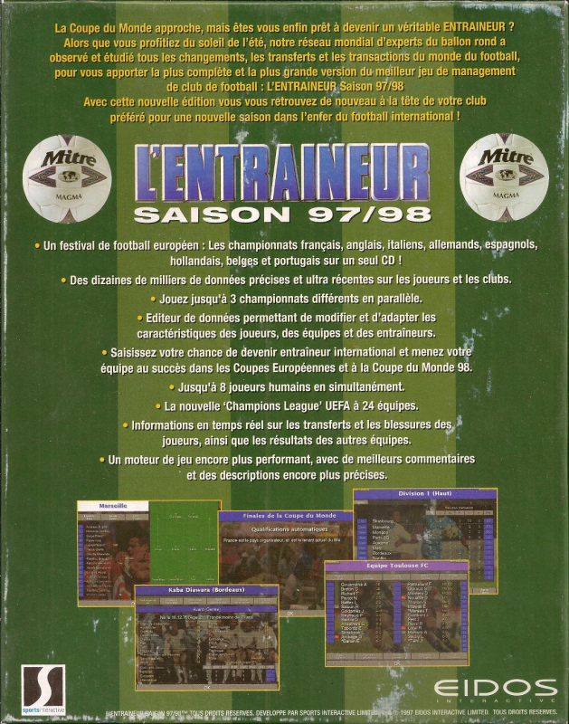 Championship Manager - Season 97/98 — box-2D-back (FR)